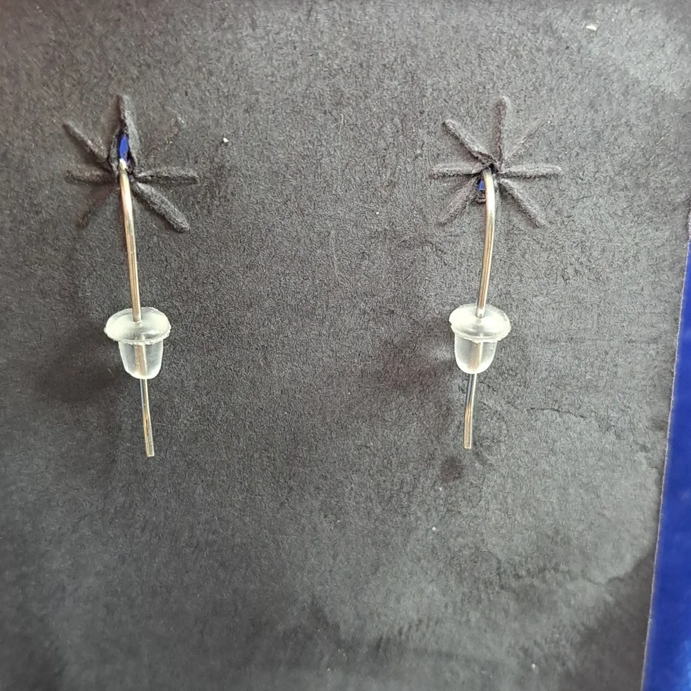 Sterling Silver Wave Dangle Hook Style Earrings - Picture 11 of 12
